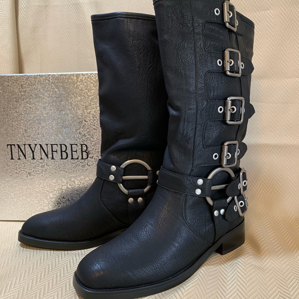 Women's Black Buckle Boots